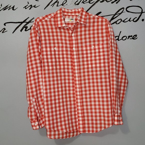 Vintage Mergers Red Buffalo Check Men's Long Sleeve Top, L - Picture 1 of 6